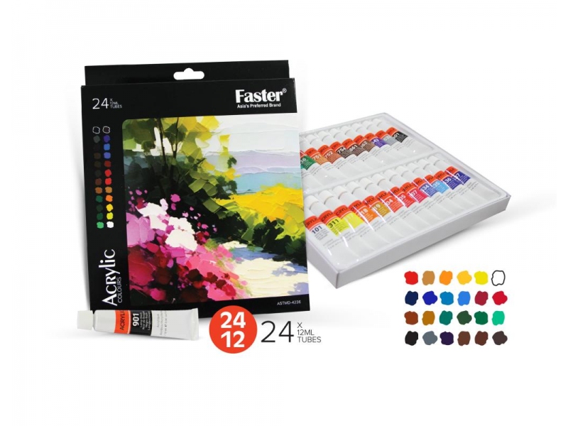 ACRYLIC COLOUR 12ML 24 COLOURS